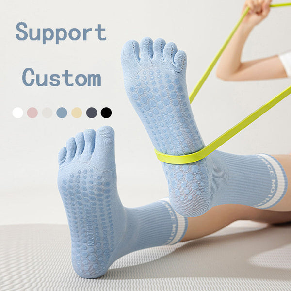 Personalized Womens Cotton Compression Socks Non Slip Grip Socks for Yoga Pilates Sports Custom Color