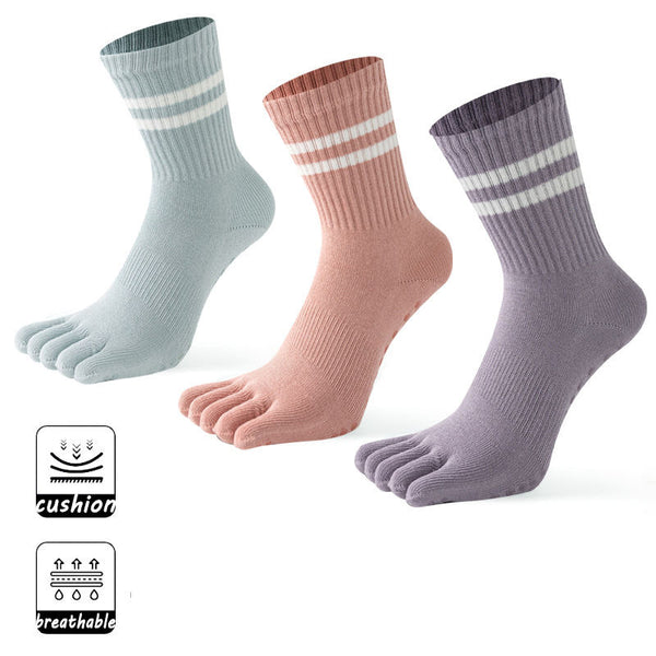 Personalized OEM ODM Dispensing Elastic Compression Pilates Toe Socks Non Slip Fitness Yoga Custom Crew Socks Women