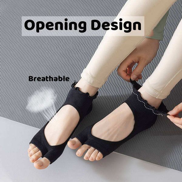 Custom Professional Cotton Anti Slip Grip Sports Socks Solid Lace Backless Yoga Socks for Women