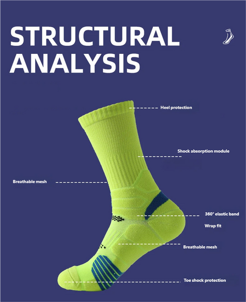 Professional Men's Women's Sports Socks for Running Basketball Sweat-Absorbent Deodorant Cotton Towel for Autumn Winter Crew