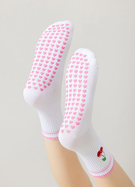 High Quality OEM Elegant Breathable Knitted Cotton Non Slip Ruffle Grippy Socks Packaging Embroidery Custom Frill Pilates Socks