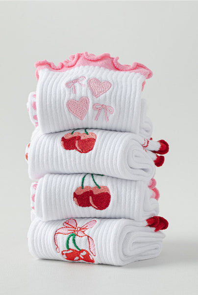 High Quality OEM Elegant Breathable Knitted Cotton Non Slip Ruffle Grippy Socks Packaging Embroidery Custom Frill Pilates Socks