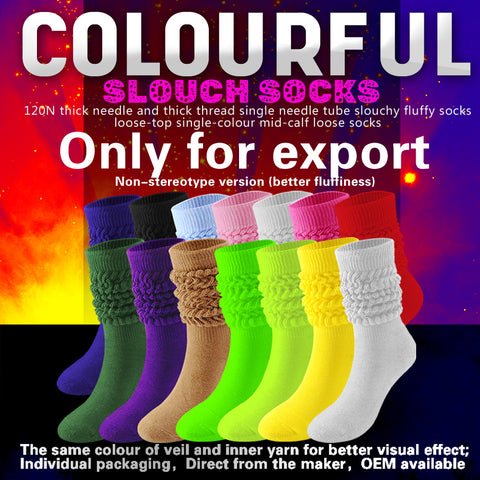 Wholesale Plain Extra Long Slouchy Scrunches Stacked Socks Girl Women Scrunch Slouch Socks with Customized