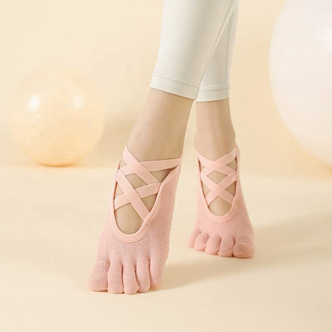Wholesale Professional 5 Toe Grip Sticky Socks Women Anti Slip Ballet Yoga Pilates Grip Socks
