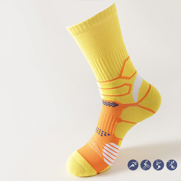 Professional Men's Women's Sports Socks for Running Basketball Sweat-Absorbent Deodorant Cotton Towel for Autumn Winter Crew