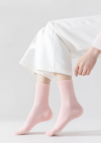 Wholesale 4 Pairs Plain 5 Toe Separator Socks Sets Anti Odor Cotton Crew Socks With Fingers for Women