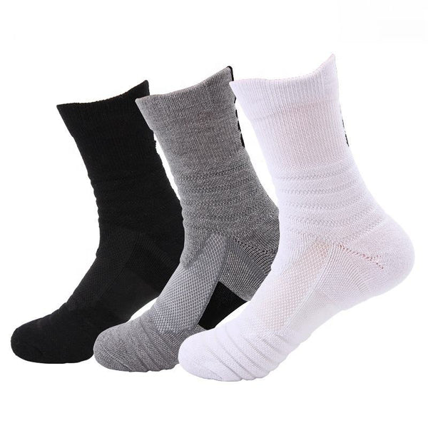 Wholesale Black Grey High Custom Logo Thin Crew Winter Summer Outdoor Sport Gym Running Basketball Socks Men Terry Cushion Socks