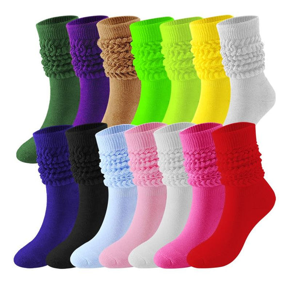 Wholesale Plain Extra Long Slouchy Scrunches Stacked Socks Girl Women Scrunch Slouch Socks with Customized
