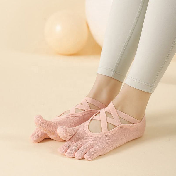 Wholesale Professional 5 Toe Grip Sticky Socks Women Anti Slip Ballet Yoga Pilates Grip Socks