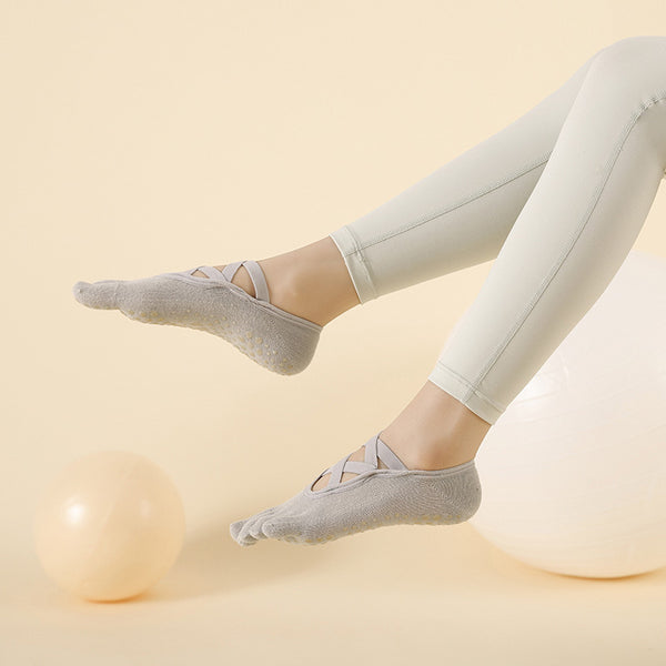 Wholesale Professional 5 Toe Grip Sticky Socks Women Anti Slip Ballet Yoga Pilates Grip Socks