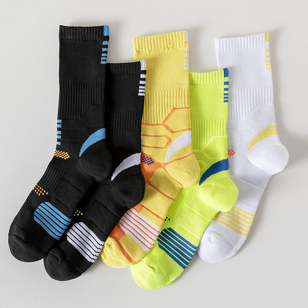 Professional Men's Women's Sports Socks for Running Basketball Sweat-Absorbent Deodorant Cotton Towel for Autumn Winter Crew