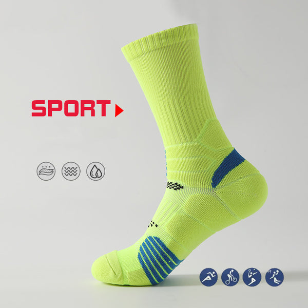 Professional Men's Women's Sports Socks for Running Basketball Sweat-Absorbent Deodorant Cotton Towel for Autumn Winter Crew