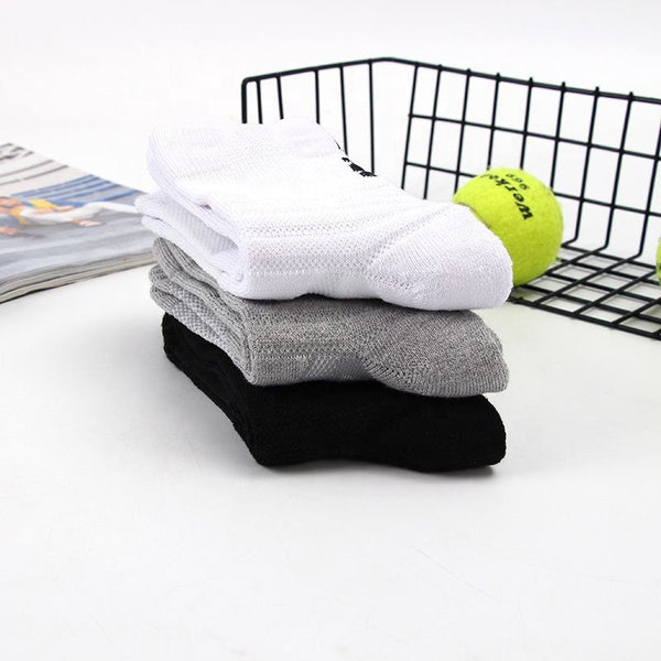 Wholesale Black Grey High Custom Logo Thin Crew Winter Summer Outdoor Sport Gym Running Basketball Socks Men Terry Cushion Socks