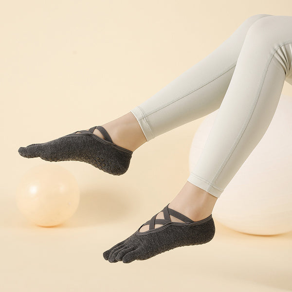 Wholesale Professional 5 Toe Grip Sticky Socks Women Anti Slip Ballet Yoga Pilates Grip Socks