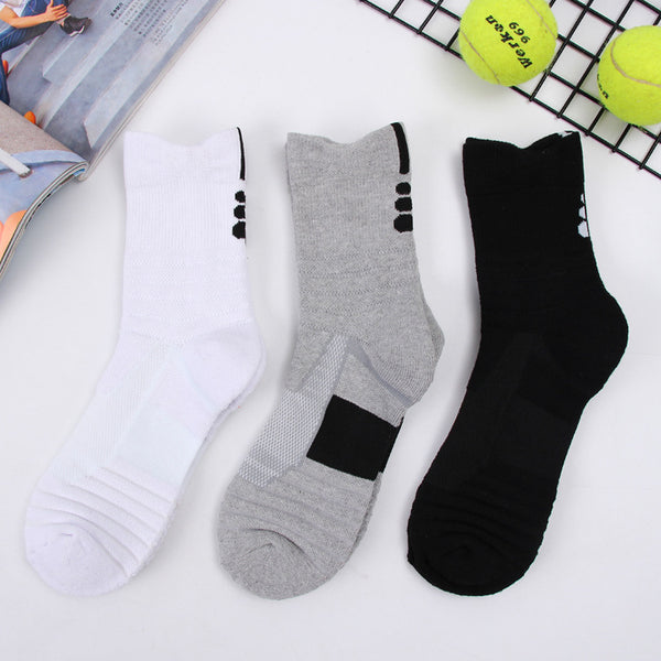 Wholesale Black Grey High Custom Logo Thin Crew Winter Summer Outdoor Sport Gym Running Basketball Socks Men Terry Cushion Socks