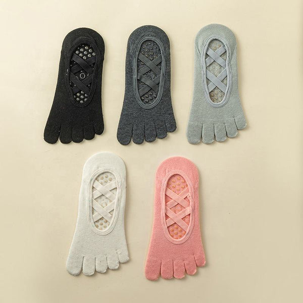Wholesale Professional 5 Toe Grip Sticky Socks Women Anti Slip Ballet Yoga Pilates Grip Socks