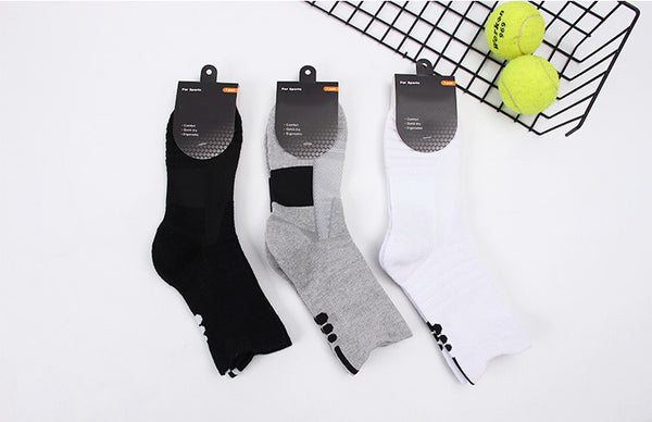 Wholesale Black Grey High Custom Logo Thin Crew Winter Summer Outdoor Sport Gym Running Basketball Socks Men Terry Cushion Socks