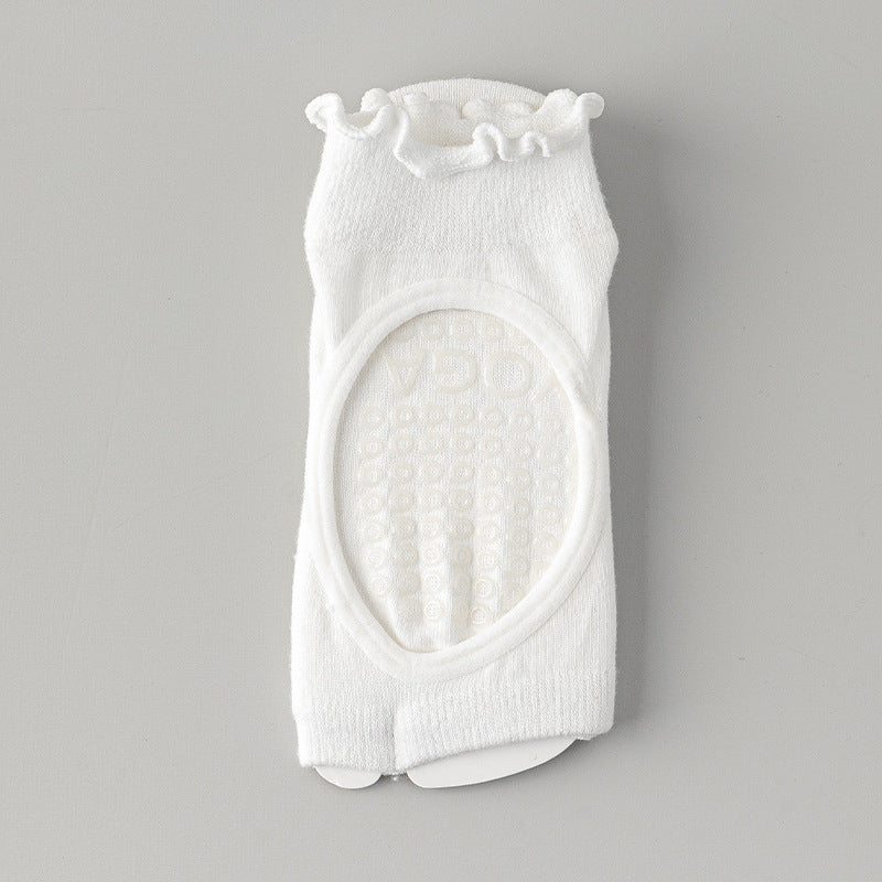 Custom Professional Cotton Anti Slip Grip Sports Socks Solid Lace Backless Yoga Socks for Women