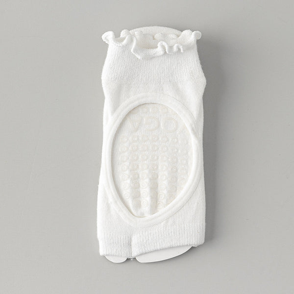 Custom Professional Cotton Anti Slip Grip Sports Socks Solid Lace Backless Yoga Socks for Women