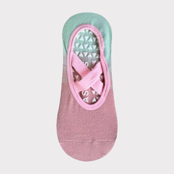 Fashion Anti Slip Elastic Ropes Ankle Yoga Pilates Socks Custom Gradient Breathable Indoor Sport Socks with Custom Logo