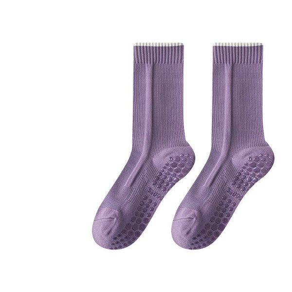 Personalized Rib Cuff Dispensing Anti Slip Pilates Yoga Grippy Socks Pressure Knitted Sports Socks for Women