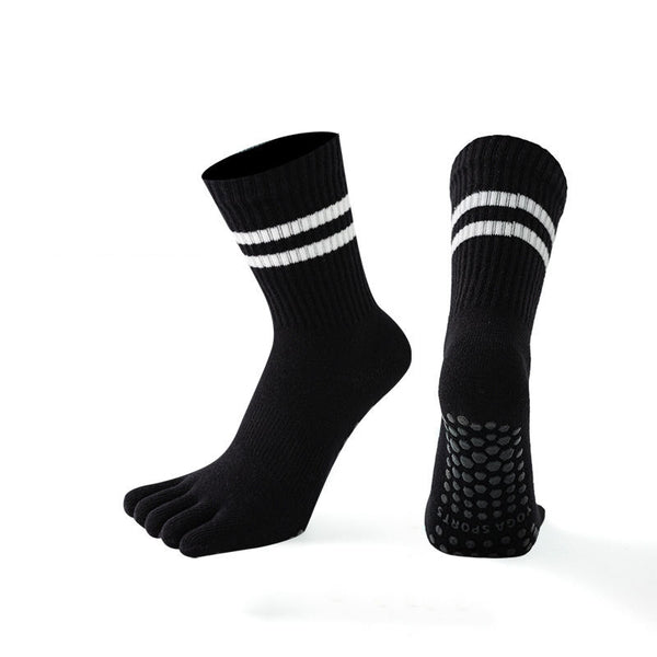 Personalized OEM ODM Dispensing Elastic Compression Pilates Toe Socks Non Slip Fitness Yoga Custom Crew Socks Women