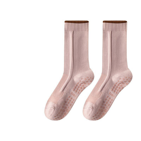 Personalized Rib Cuff Dispensing Anti Slip Pilates Yoga Grippy Socks Pressure Knitted Sports Socks for Women