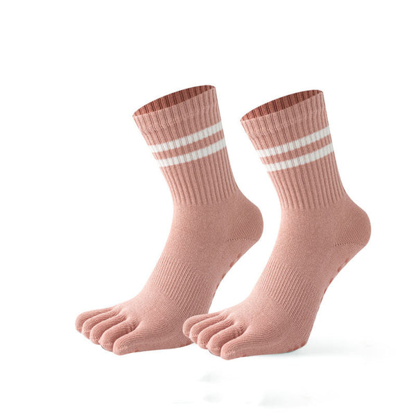 Personalized OEM ODM Dispensing Elastic Compression Pilates Toe Socks Non Slip Fitness Yoga Custom Crew Socks Women