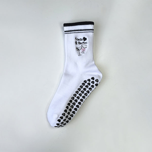 High Quality OEM Elegant Breathable Knitted Cotton Non Slip Ruffle Grippy Socks Packaging Embroidery Custom Frill Pilates Socks