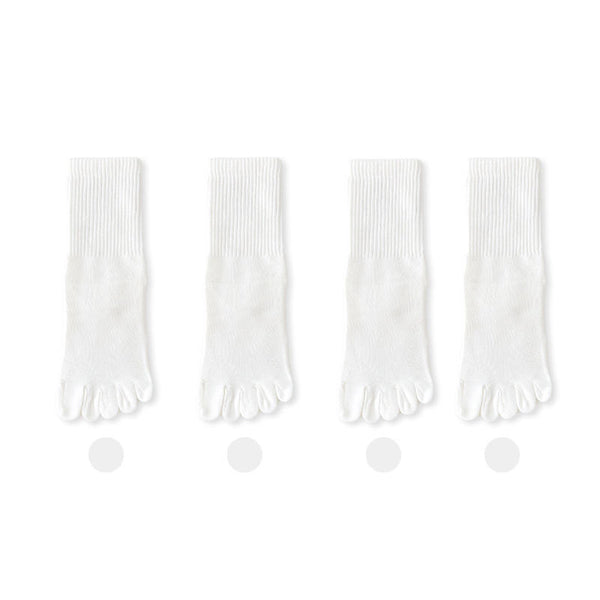 Wholesale 4 Pairs Plain 5 Toe Separator Socks Sets Anti Odor Cotton Crew Socks With Fingers for Women