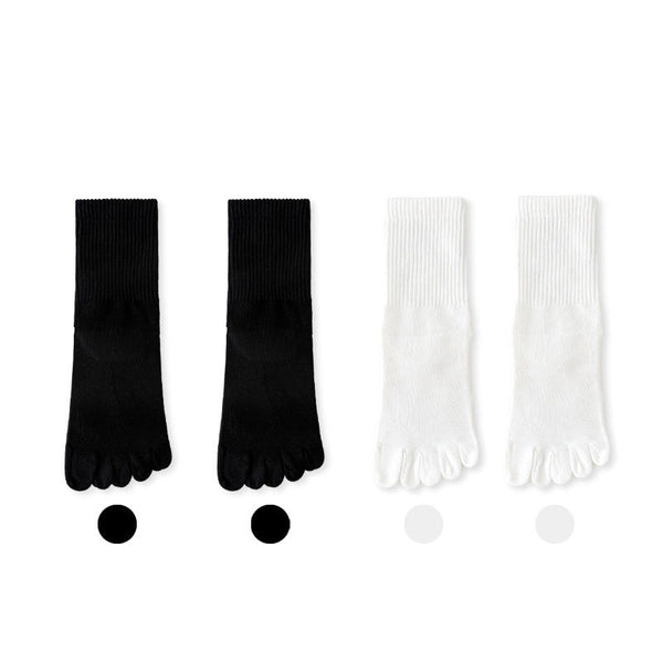 Wholesale 4 Pairs Plain 5 Toe Separator Socks Sets Anti Odor Cotton Crew Socks With Fingers for Women