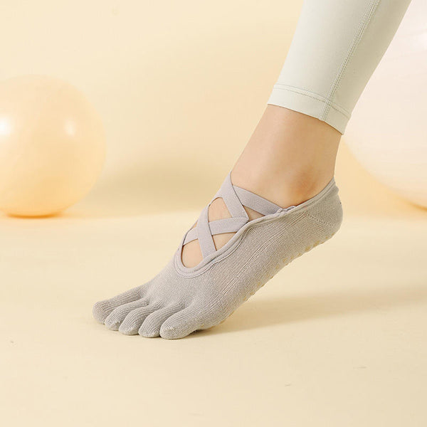 Wholesale Professional 5 Toe Grip Sticky Socks Women Anti Slip Ballet Yoga Pilates Grip Socks