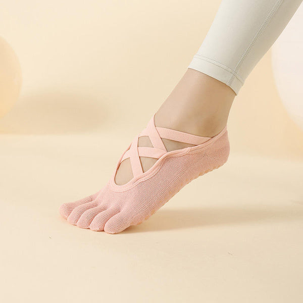 Wholesale Professional 5 Toe Grip Sticky Socks Women Anti Slip Ballet Yoga Pilates Grip Socks
