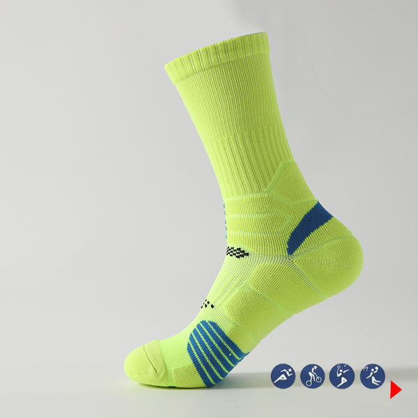 Professional Men's Women's Sports Socks for Running Basketball Sweat-Absorbent Deodorant Cotton Towel for Autumn Winter Crew