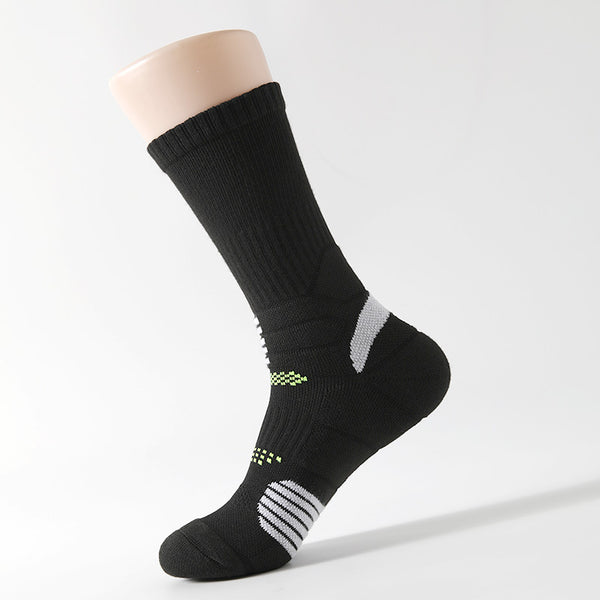 Professional Men's Women's Sports Socks for Running Basketball Sweat-Absorbent Deodorant Cotton Towel for Autumn Winter Crew