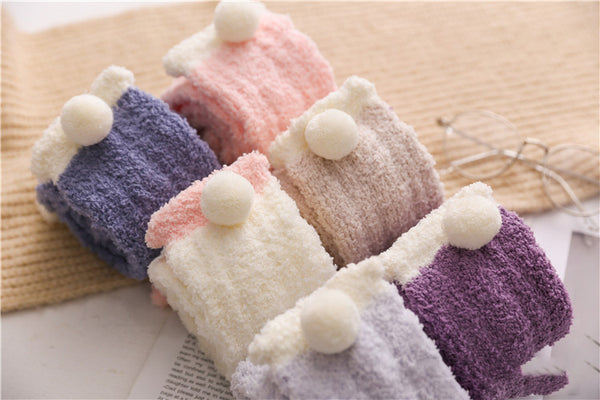 Wholesale Winter Comfy Warm Coral Fleece Sleep Socks Women Fuzzy Fluffy Crew Socks