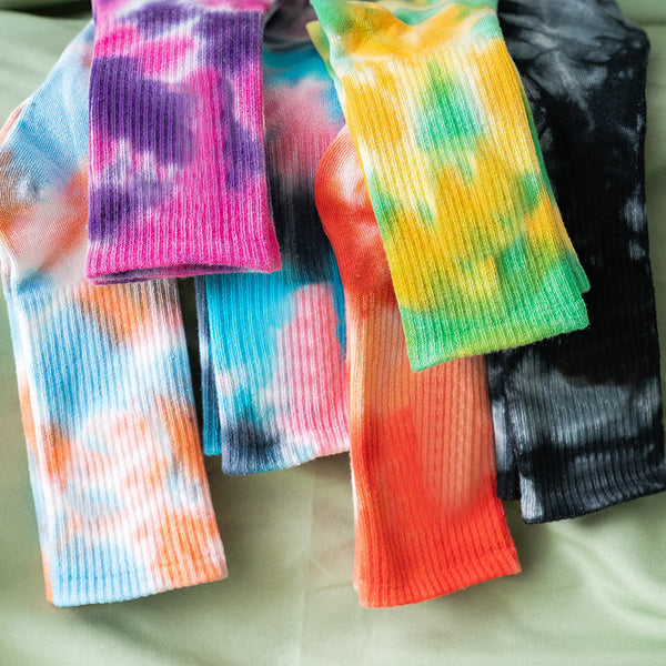 Casual Tie-dye Soft Cotton Athletic Crew Sock