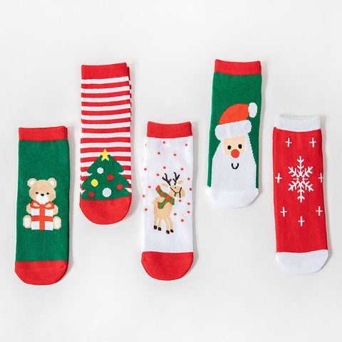 Wholesale Cute Cartoon Pattern New Year Socks Baby Kids Christmas Holiday Socks Gift Set