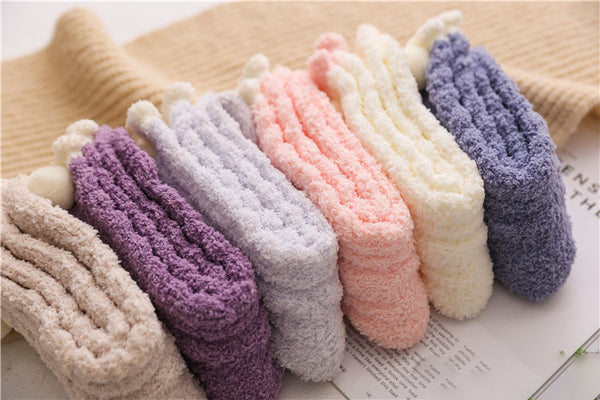 Wholesale Winter Comfy Warm Coral Fleece Sleep Socks Women Fuzzy Fluffy Crew Socks