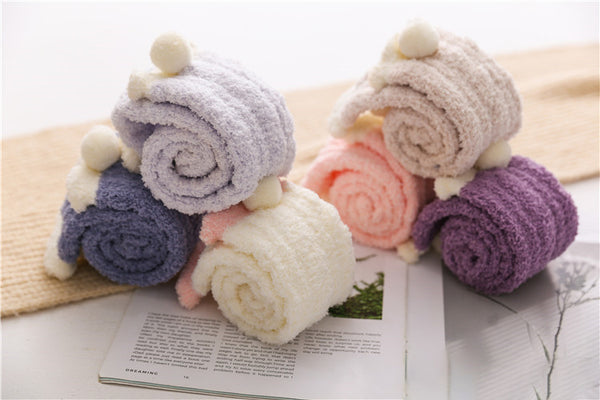 Wholesale Winter Comfy Warm Coral Fleece Sleep Socks Women Fuzzy Fluffy Crew Socks