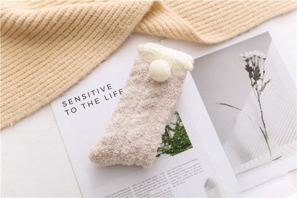 Wholesale Winter Comfy Warm Coral Fleece Sleep Socks Women Fuzzy Fluffy Crew Socks