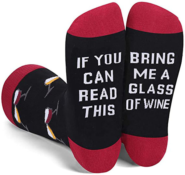 Funny Wine Letter Socks If You Can Read This Slogan Socks Men Unisex Novelty Cotton Socks
