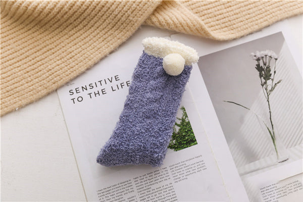 Wholesale Winter Comfy Warm Coral Fleece Sleep Socks Women Fuzzy Fluffy Crew Socks