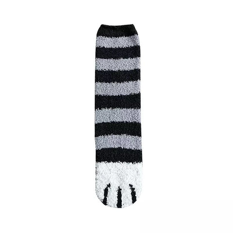 Wholesale Winter Cute Cat Paw Fuzzy Sleep Mid Calf Socks Women Warm Fluffy Plush Socks