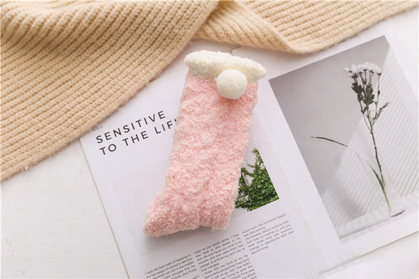 Wholesale Winter Comfy Warm Coral Fleece Sleep Socks Women Fuzzy Fluffy Crew Socks