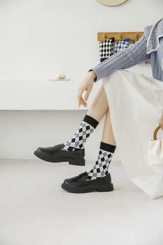 Diamond-shaped tube socks pure cotton socks