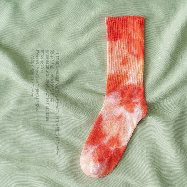 Casual Tie-dye Soft Cotton Athletic Crew Sock