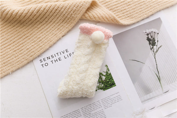 Wholesale Winter Comfy Warm Coral Fleece Sleep Socks Women Fuzzy Fluffy Crew Socks