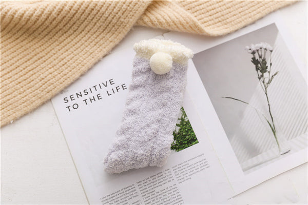 Wholesale Winter Comfy Warm Coral Fleece Sleep Socks Women Fuzzy Fluffy Crew Socks