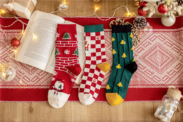 3 Pairs High Quality Cotton Novelty Funny Cartoon Christmas Socks Women Unisex New Year Couple Socks In Gift Box